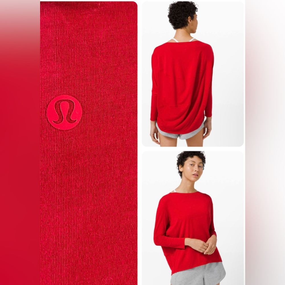 Lululemon Back In Action Long Sleeve Shirt Dark Red see measurements Women’s